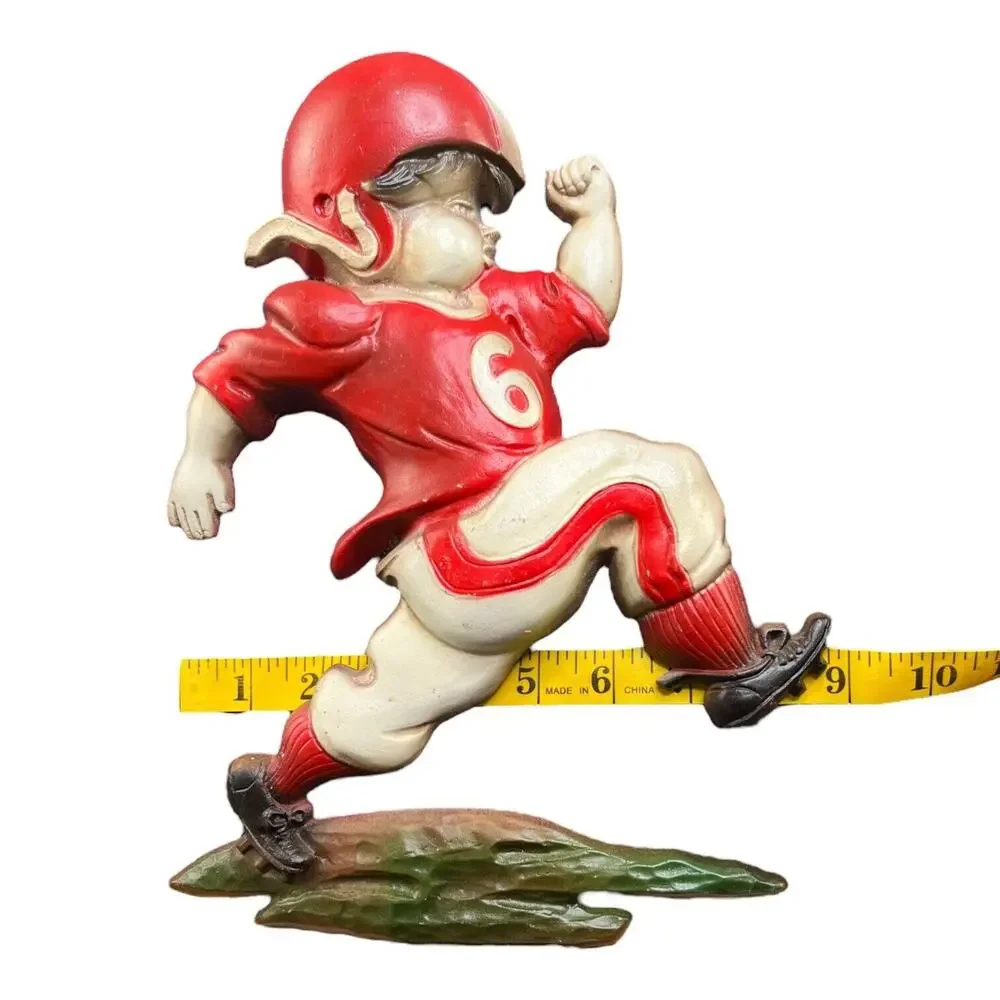 Vintage 1970 Sexton Metal Wall Plaque Football Player Running Red White Uniform‎
